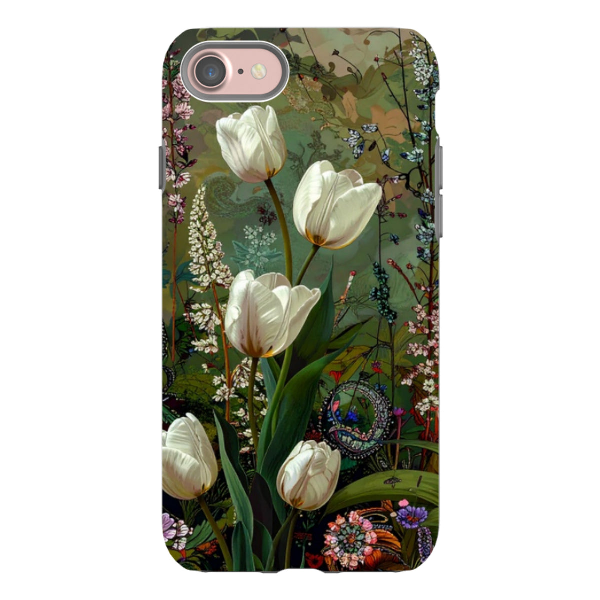 iPhone Tough Case - Green Vyne White Tulips