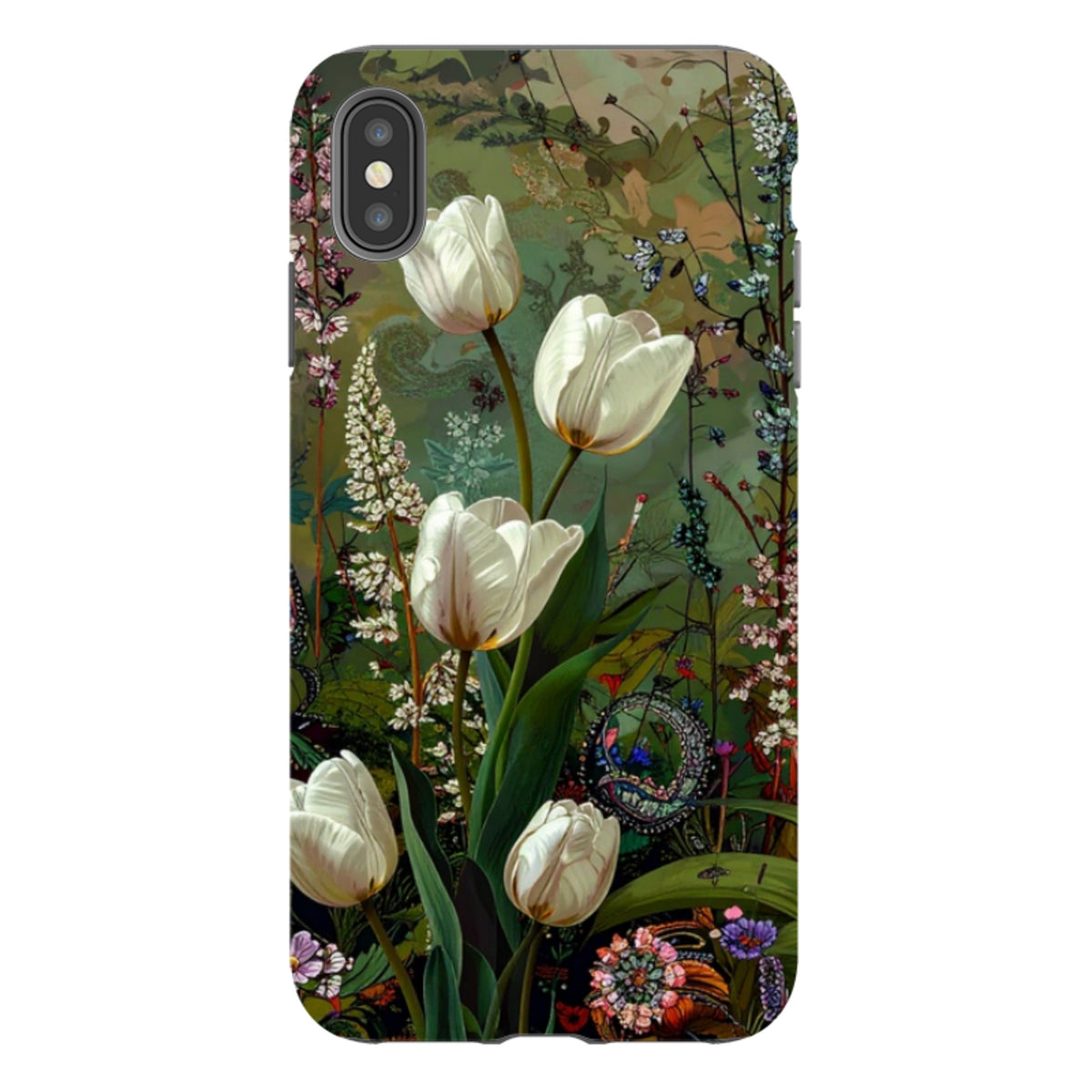iPhone Tough Case - Green Vyne White Tulips