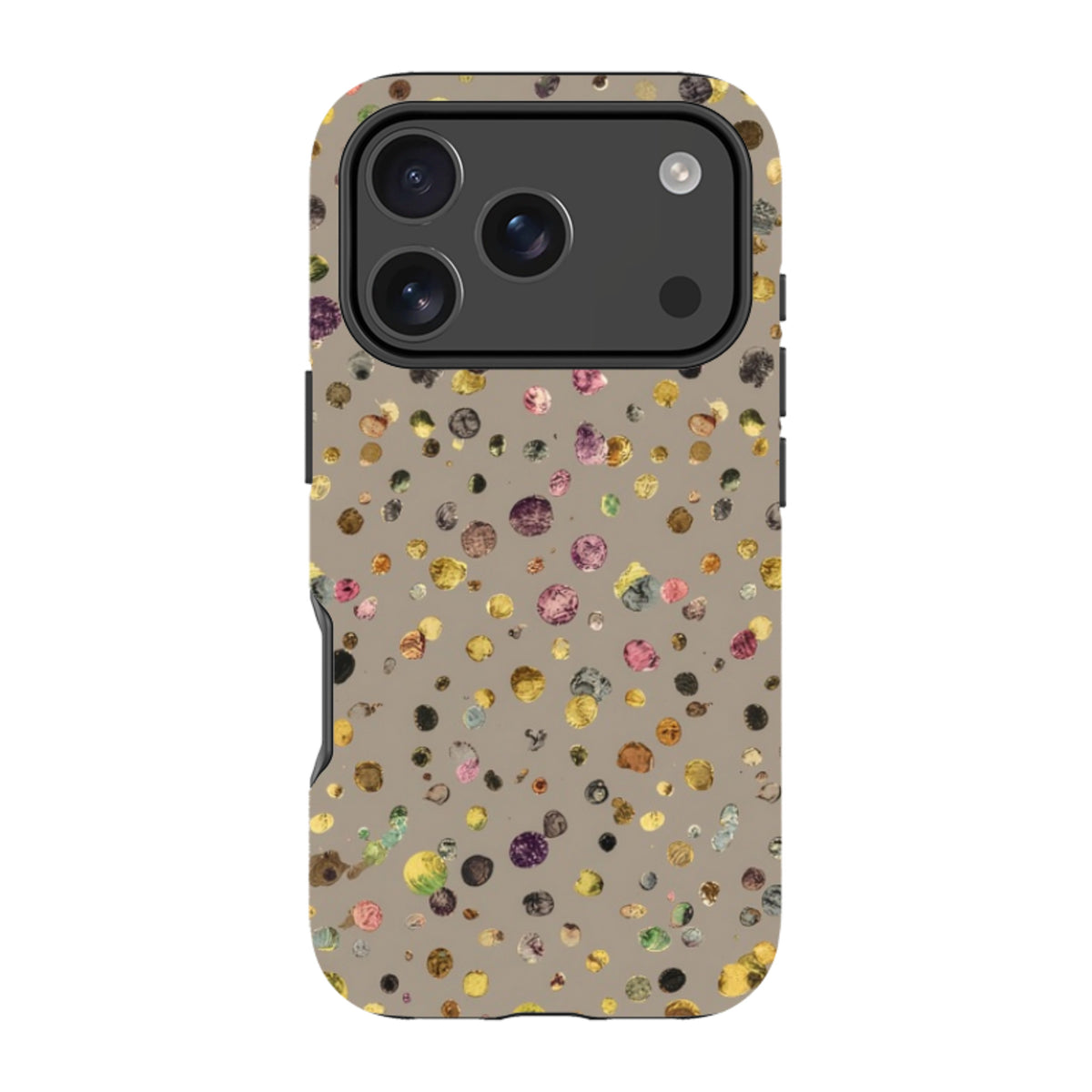 iPhone Schutzhülle Robust - Grau Tupfen