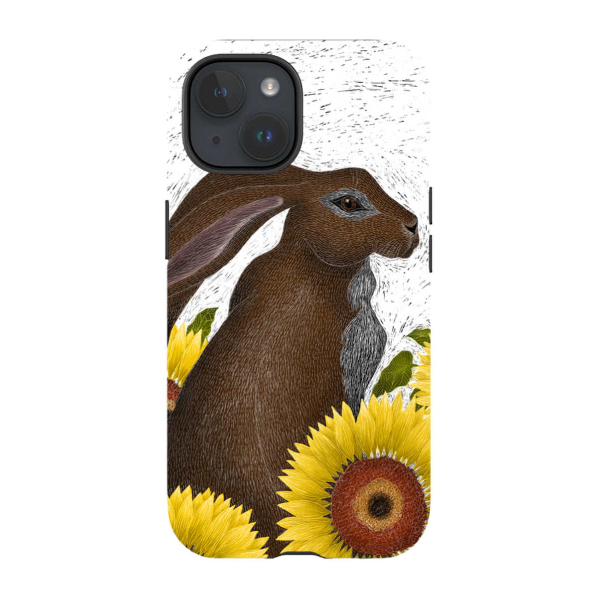 iPhone Tough Case - Hare With Sunflowers By Catherine Rowe
