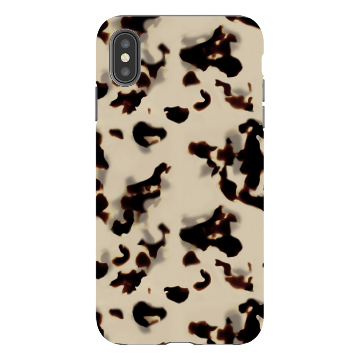 Ivory Rocky Road iPhone tough case with a dual-layer design and a high-definition brown and cream tortoiseshell pattern.