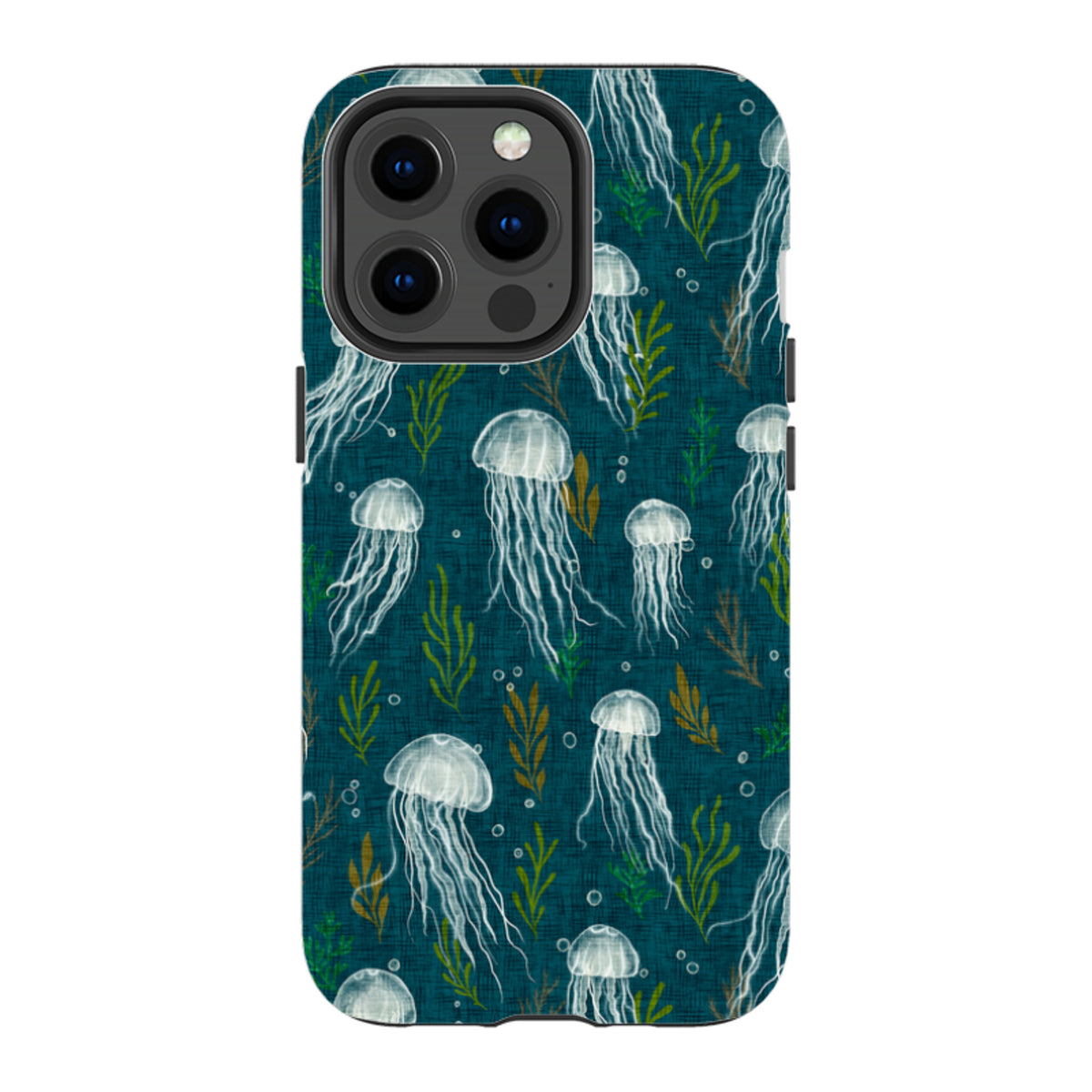 iPhone Tough Case - Jellyfish and seaweed - blue By Katherine Quinn
