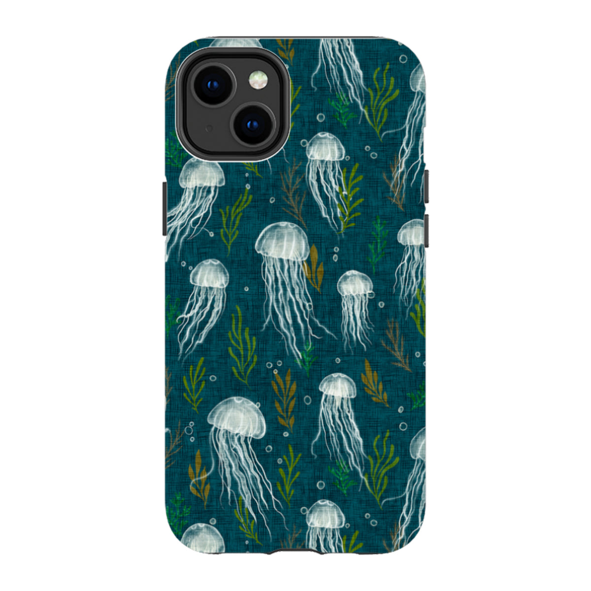 iPhone Tough Case - Jellyfish and seaweed - blue By Katherine Quinn