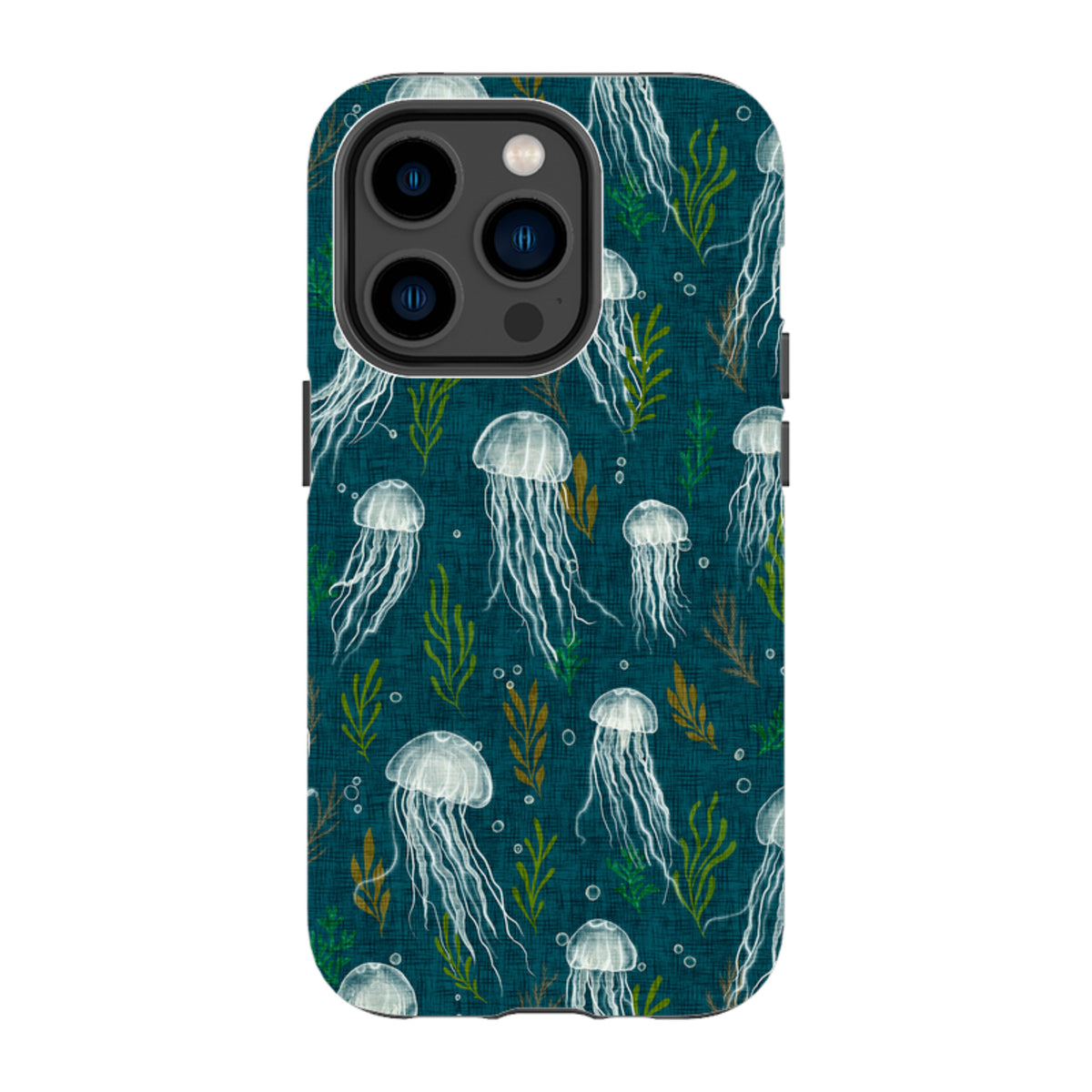 iPhone Tough Case - Jellyfish and seaweed - blue By Katherine Quinn
