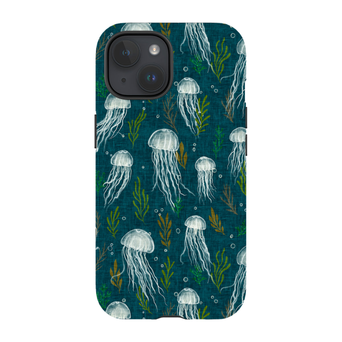 iPhone Tough Case - Jellyfish and seaweed - blue By Katherine Quinn