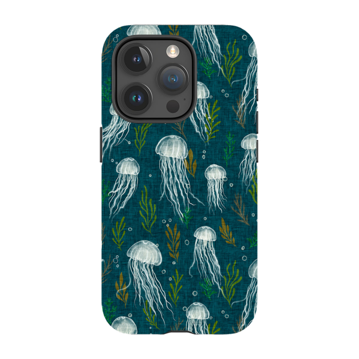 iPhone Tough Case - Jellyfish and seaweed - blue By Katherine Quinn