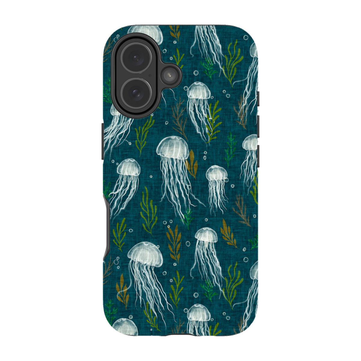 iPhone Tough Case - Jellyfish and seaweed - blue By Katherine Quinn