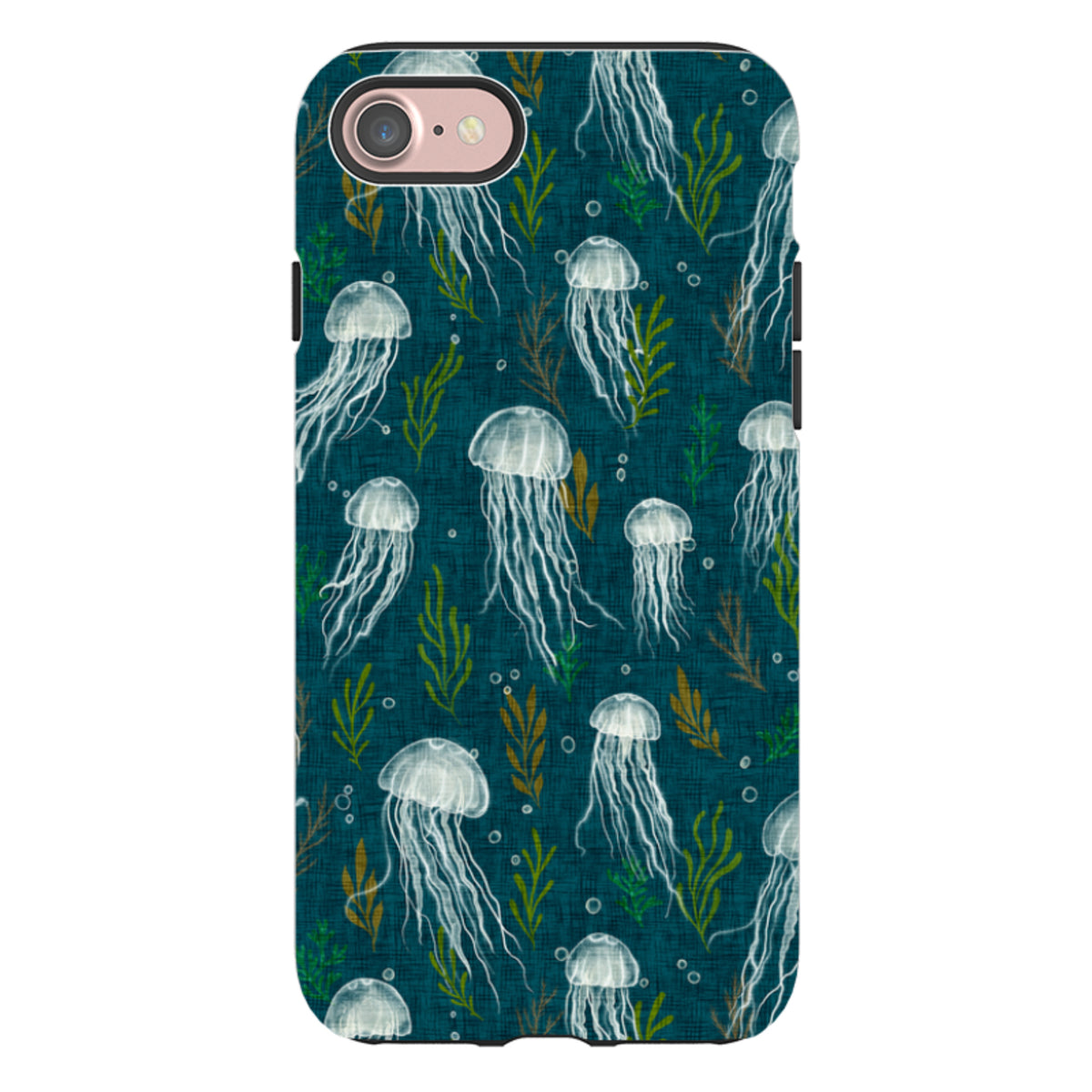 iPhone Tough Case - Jellyfish and seaweed - blue By Katherine Quinn