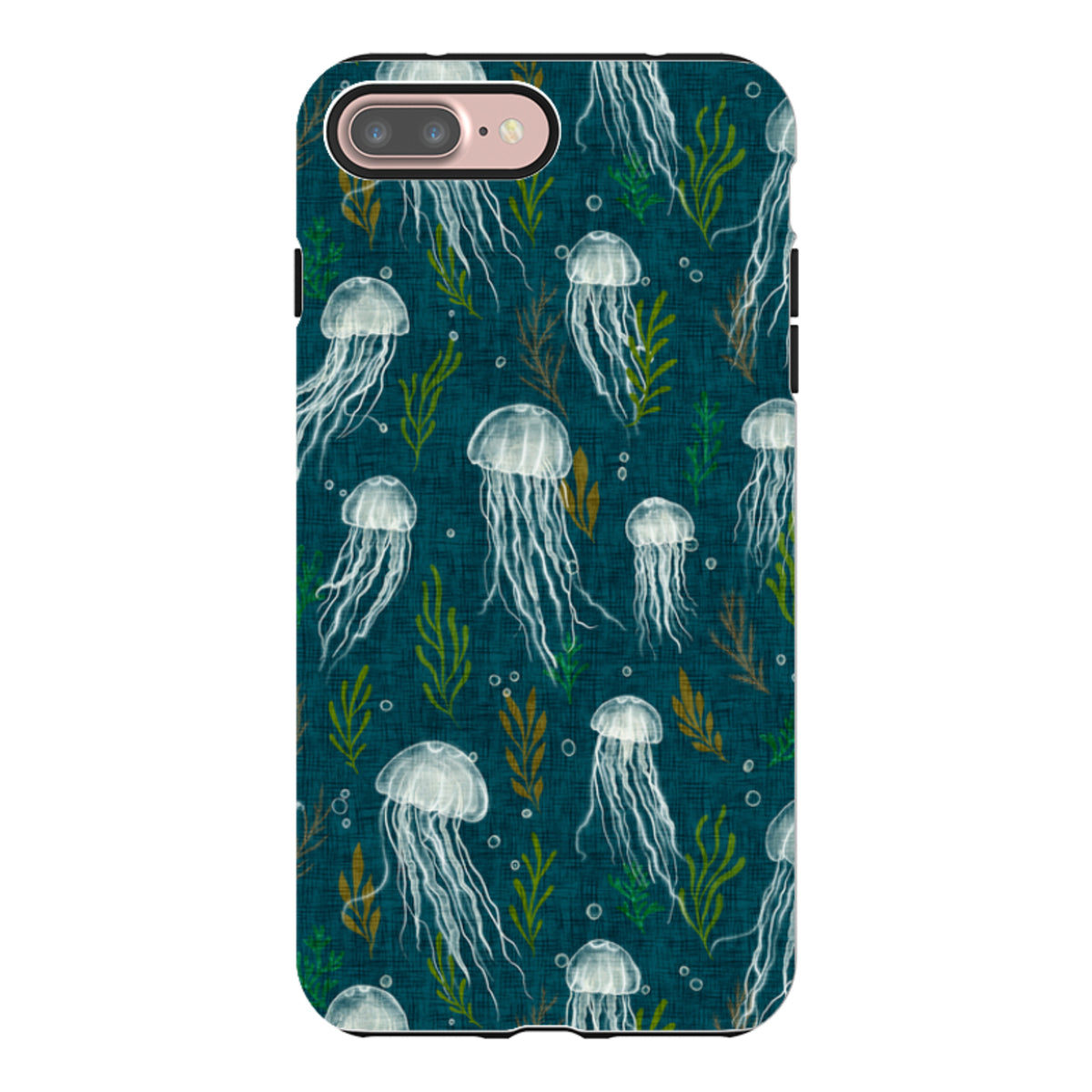 iPhone Tough Case - Jellyfish and seaweed - blue By Katherine Quinn
