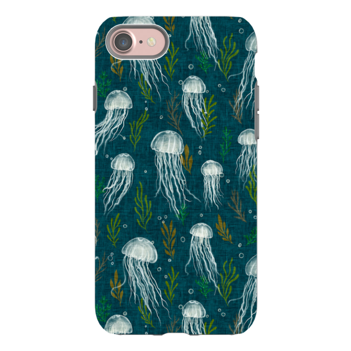 iPhone Tough Case - Jellyfish and seaweed - blue By Katherine Quinn