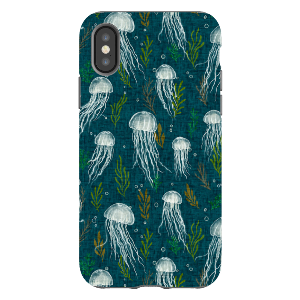 iPhone Tough Case - Jellyfish and seaweed - blue By Katherine Quinn