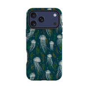 iPhone Tough Case - Jellyfish and seaweed - blue By Katherine Quinn