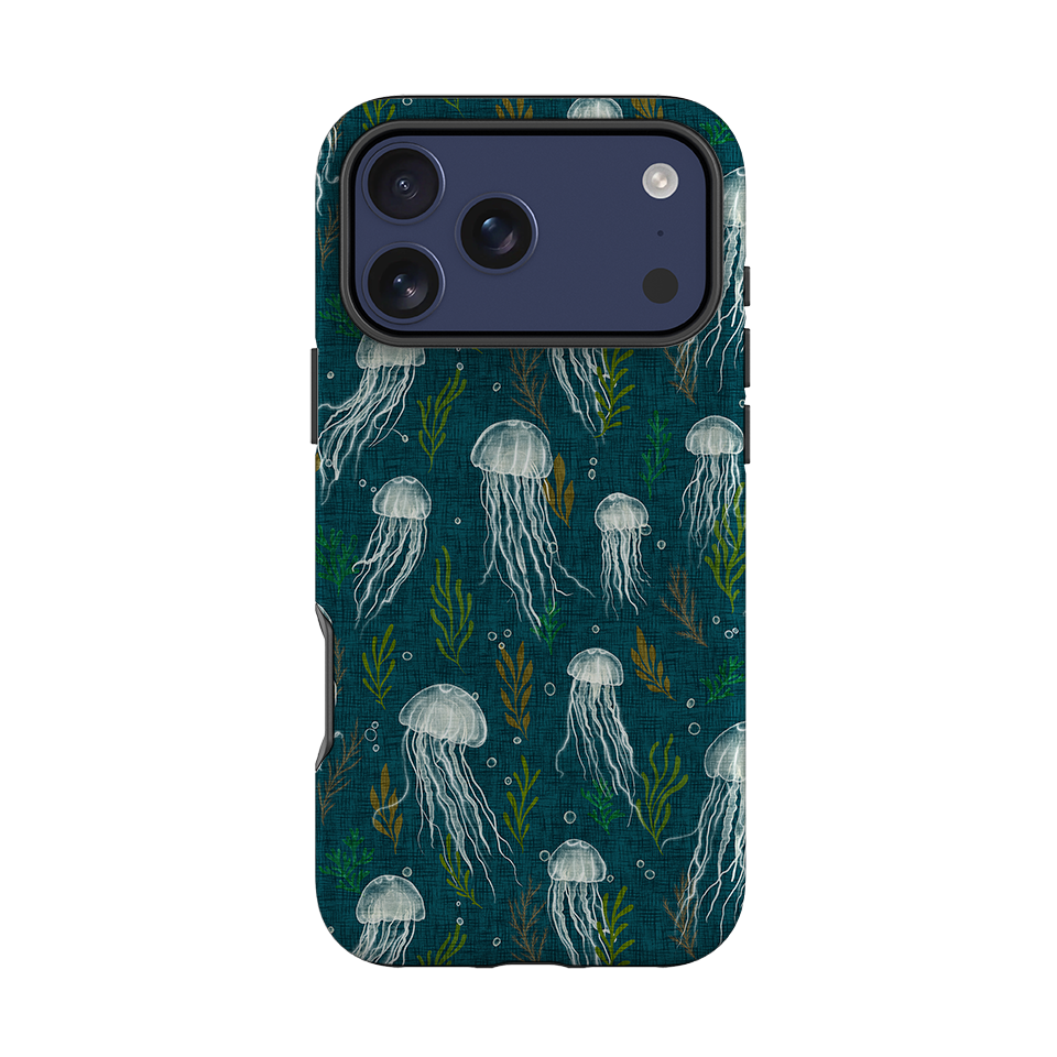 iPhone Tough Case - Jellyfish and seaweed - blue By Katherine Quinn