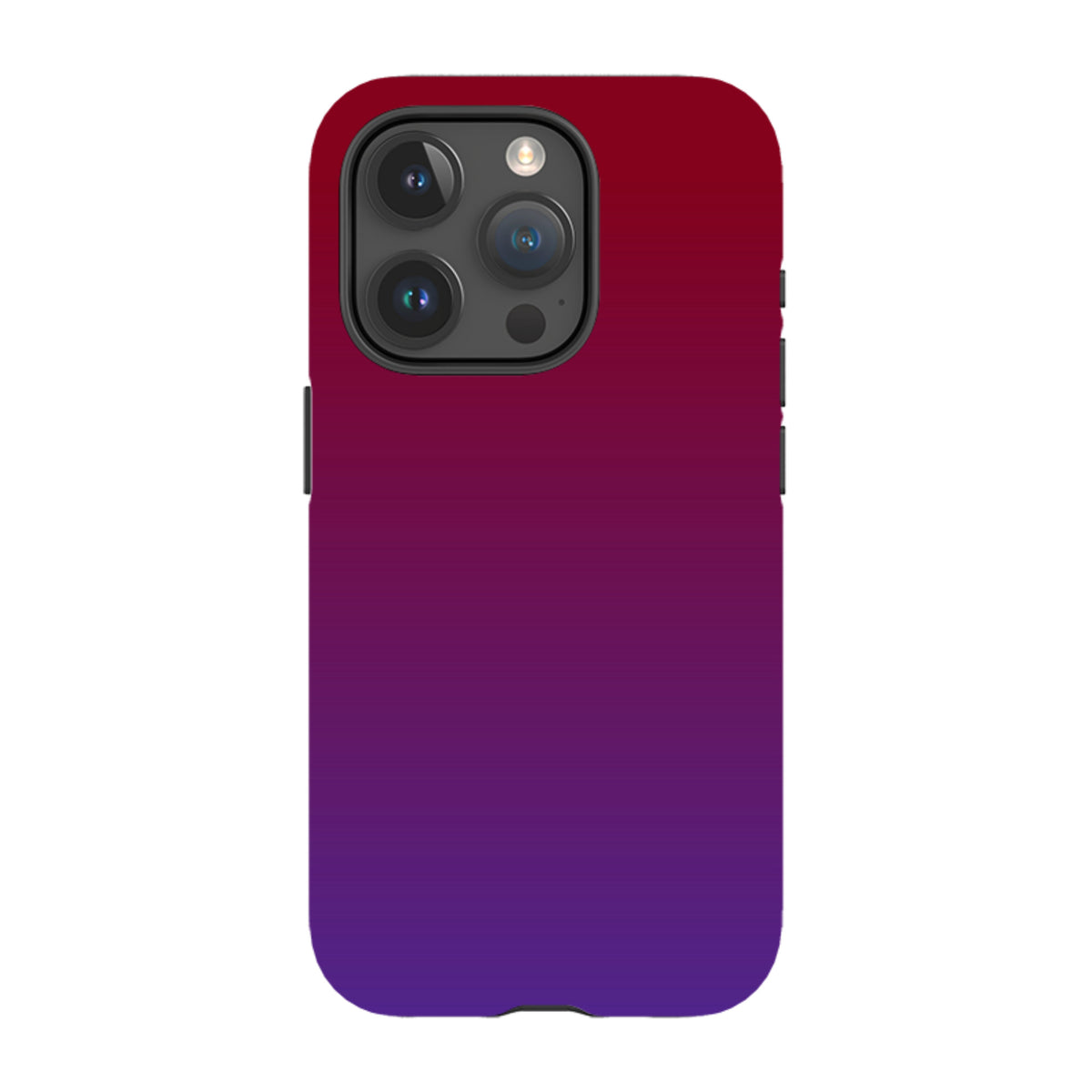 iPhone Tough Case featuring a smooth red-to-purple gradient design with dual-layer protection and a precision camera cutout.