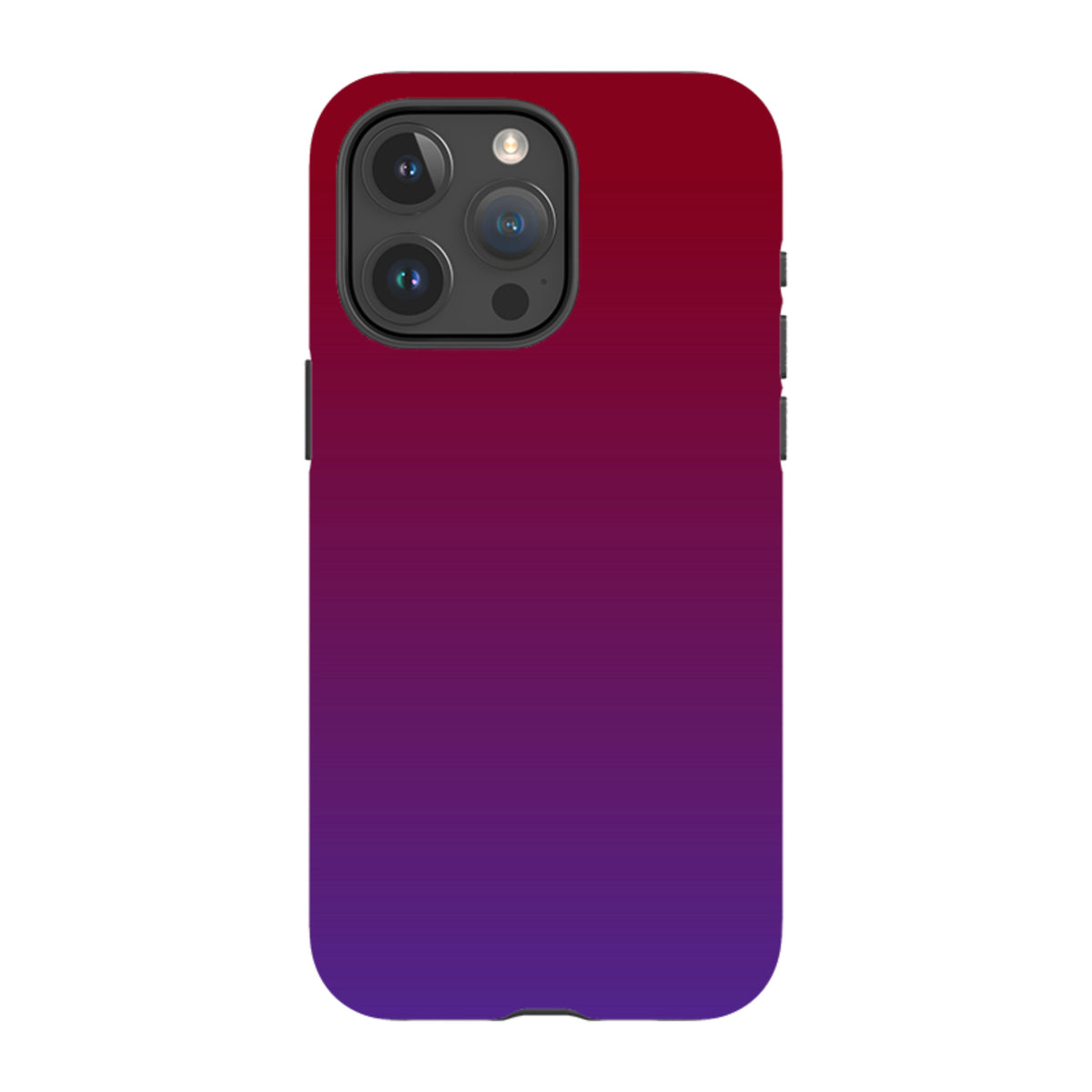 iPhone Tough Case with a red-to-purple gradient design, featuring dual-layer protection and a precise camera cutout.