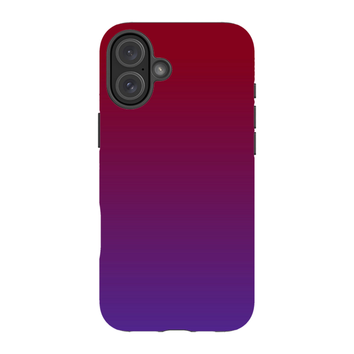 iPhone Tough Case in a vibrant red-to-purple gradient with a dual-layer design and raised camera protection.