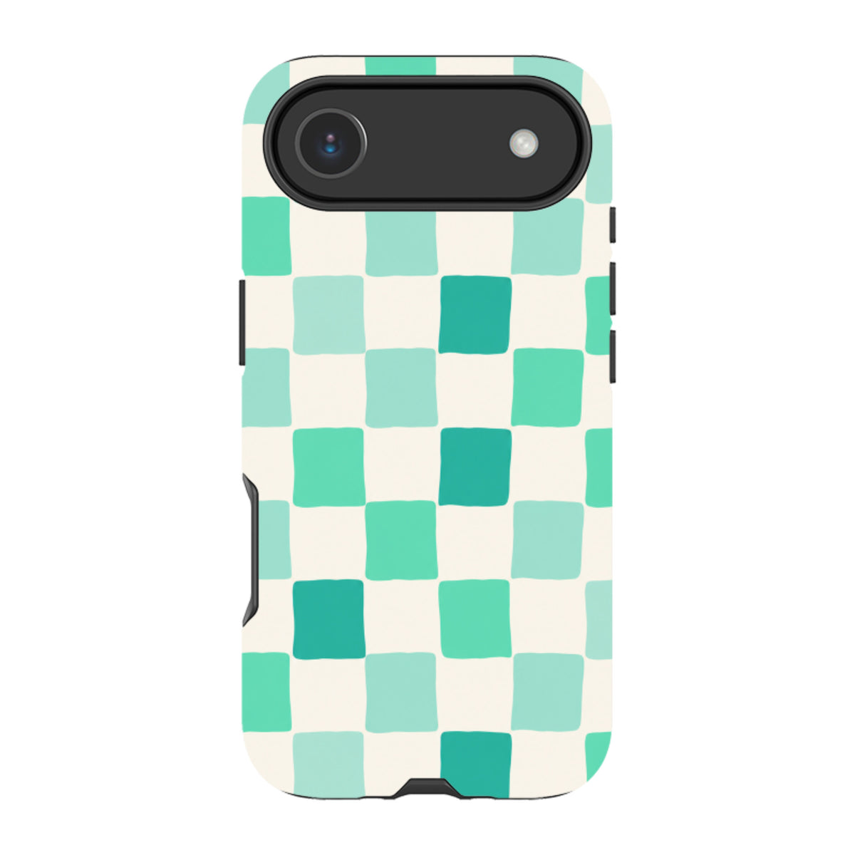 iPhone Tough Case - Mint Green Checkerboard