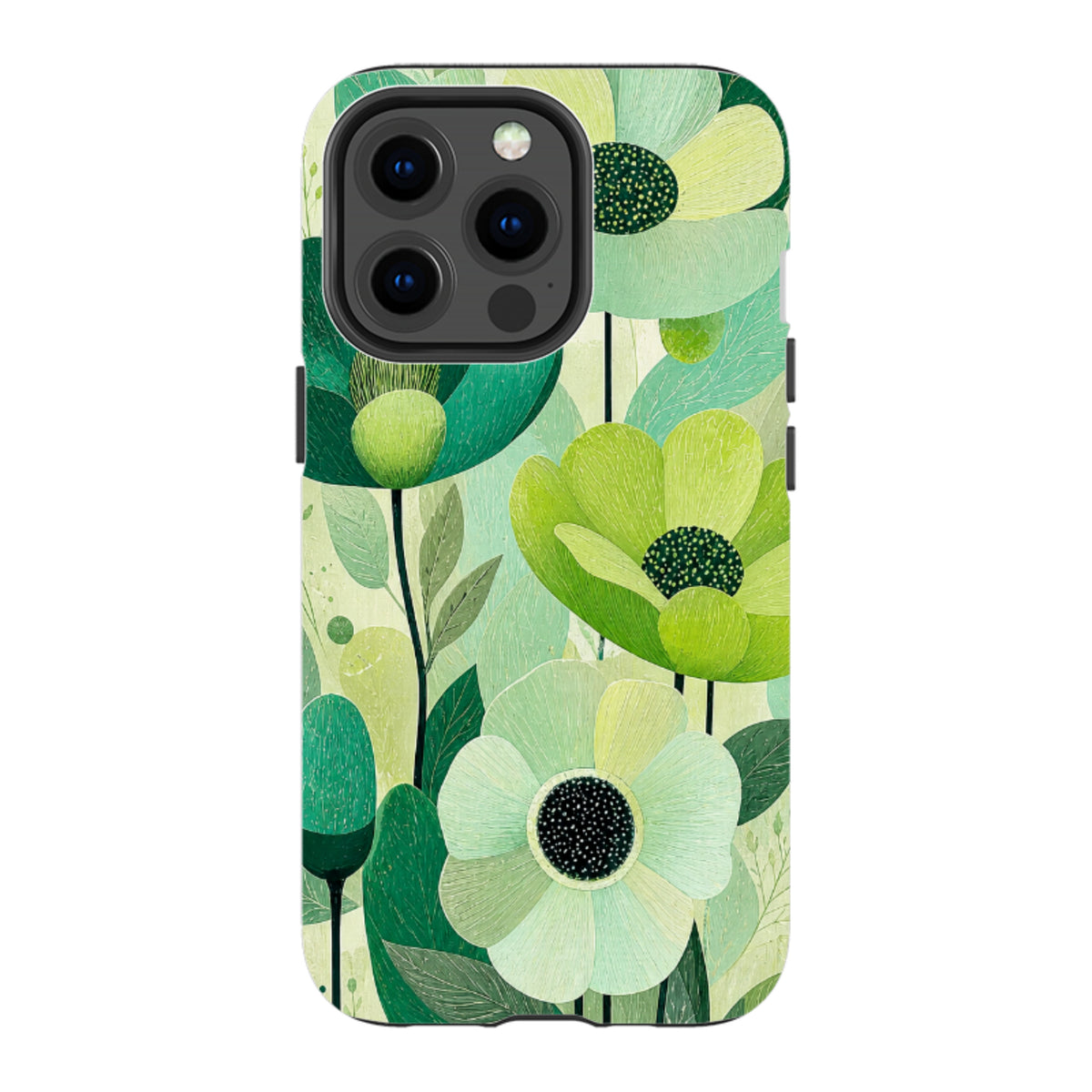 iPhone Tough Case - Mint Woodgrain Floral
