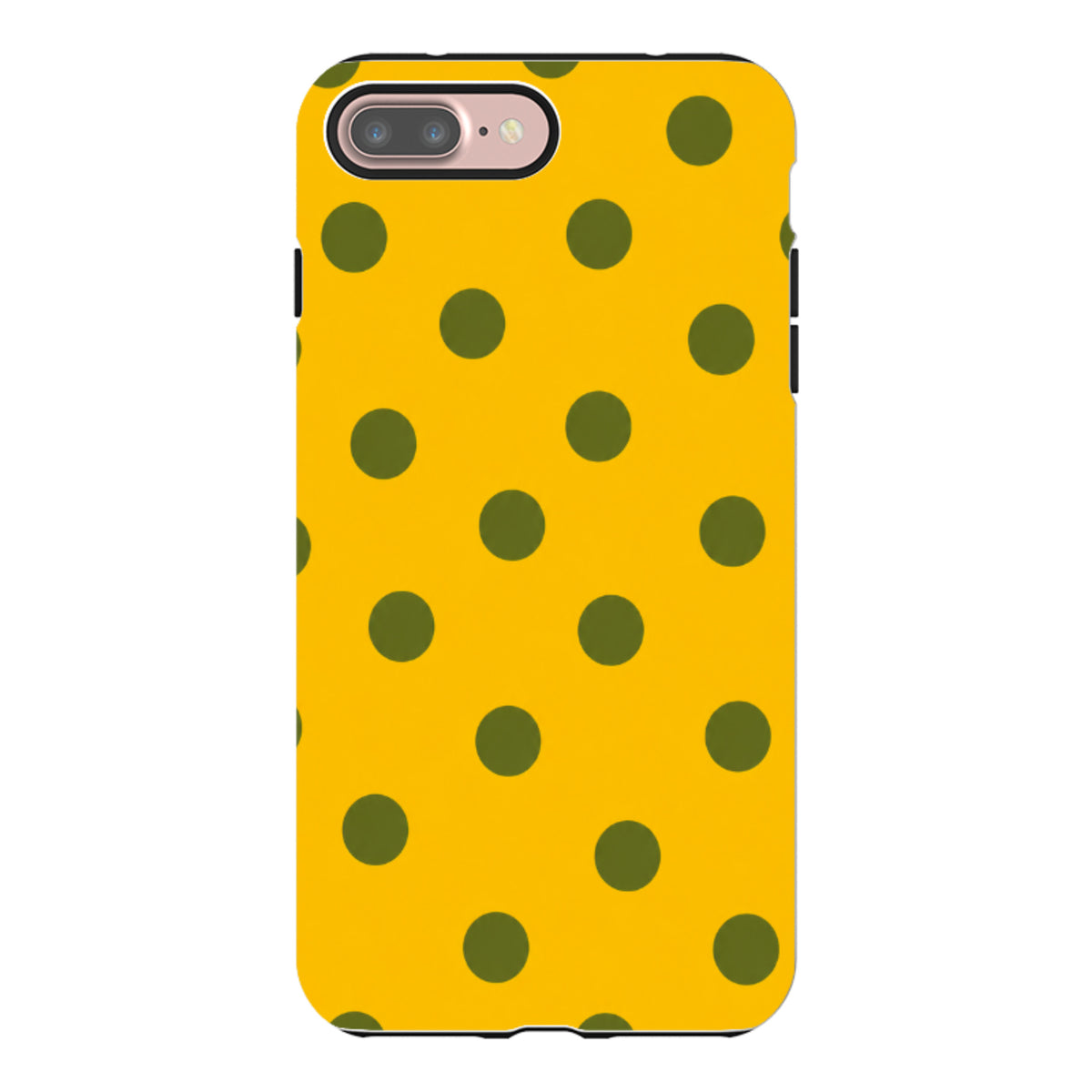 iPhone Tough Case - Mustard Yellow & Olive Green Polka Dot