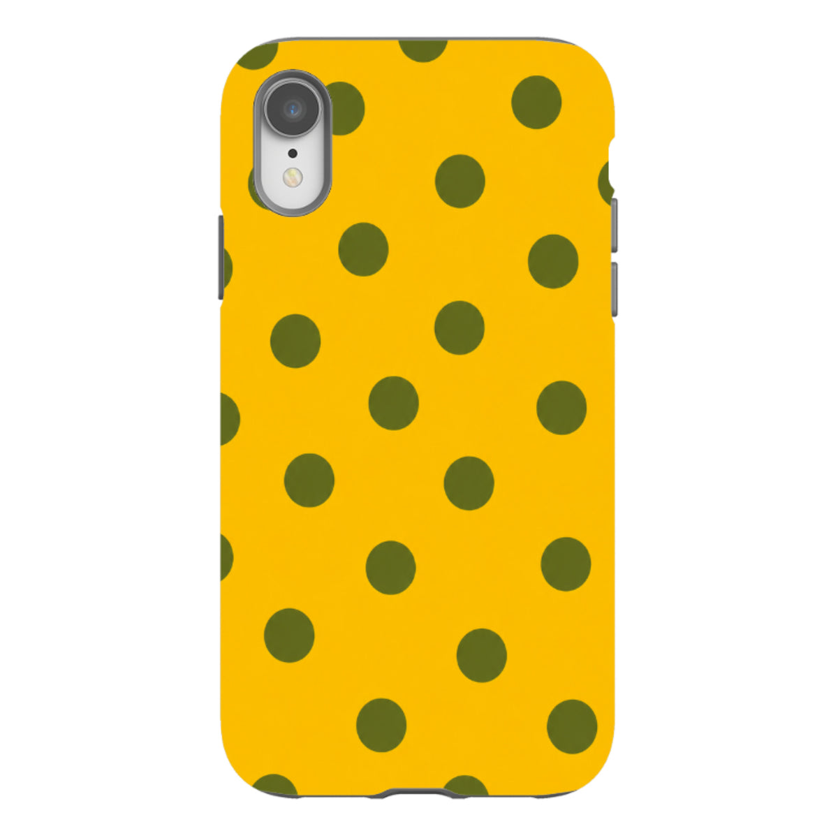 iPhone Tough Case - Mustard Yellow & Olive Green Polka Dot