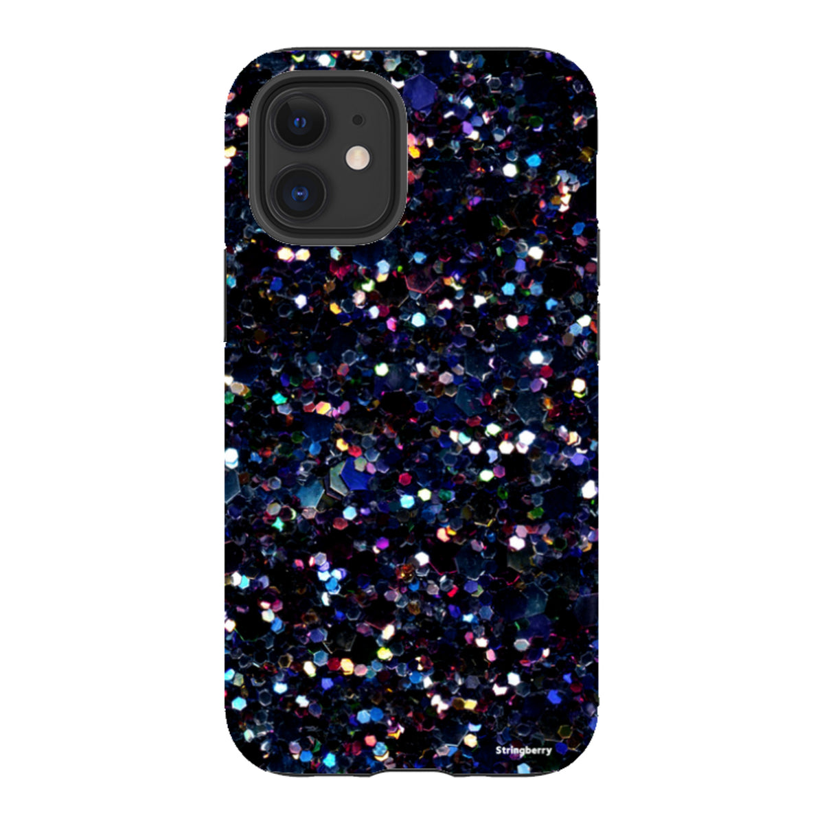 Dual-layer iPhone tough case featuring a non-glittering, high-definition Night Sky print with dark, colorful accents.
