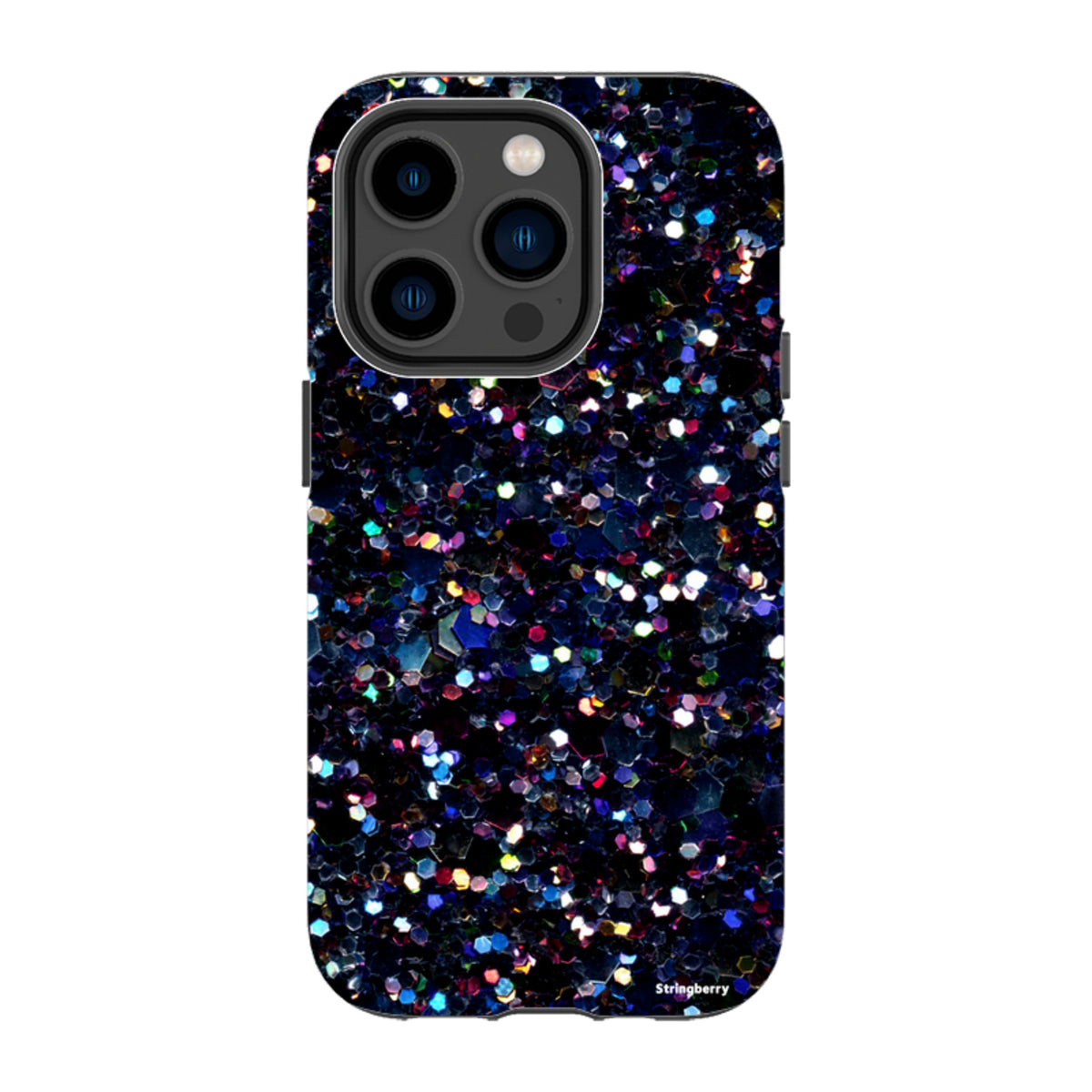 Dual-layer iPhone tough case with a high-definition Night Sky print featuring dark blue and iridescent accents.