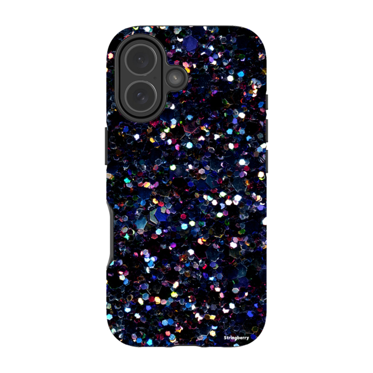 Dual-layer iPhone tough case featuring a high-definition Night Sky print with dark blue and purple glitter-style patterns.