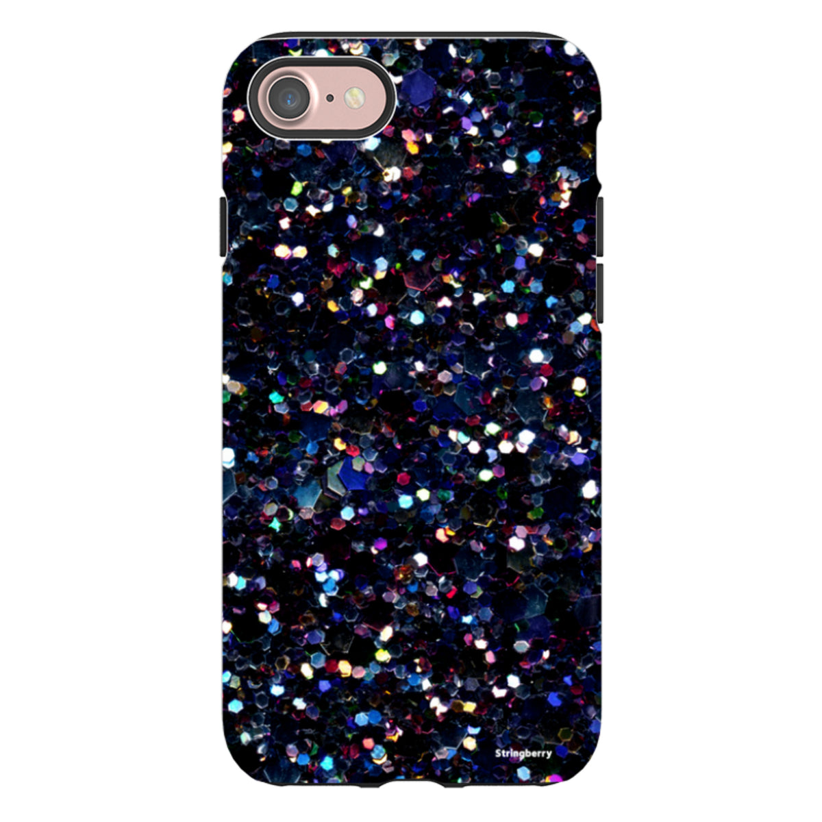 Dual-layer iPhone tough case featuring a high-definition Night Sky print with dark, multi-colored hexagonal patterns.