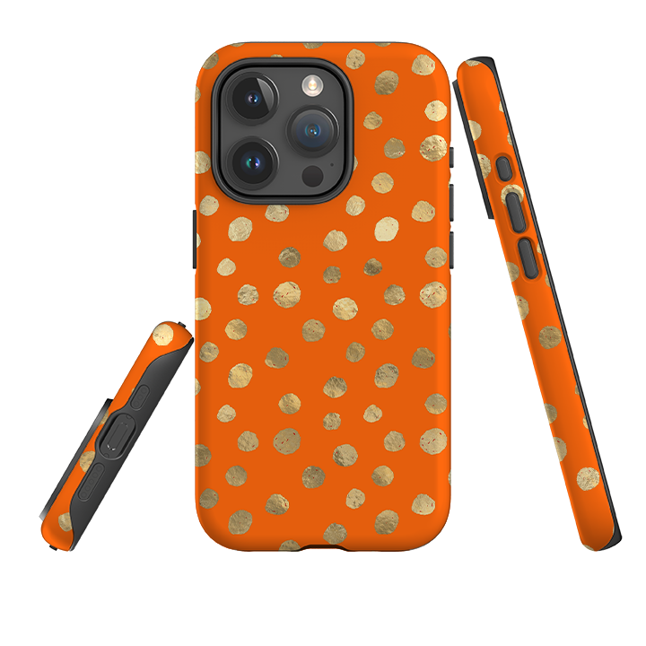 iPhone Tough Case - Orange and Gold Dots