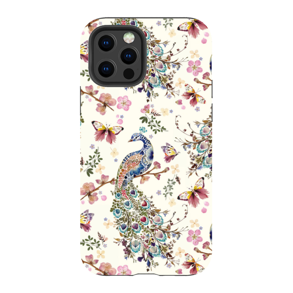 iPhone Tough Case - Peacock and Cherry Blossoms By Helen Ahpornsiri