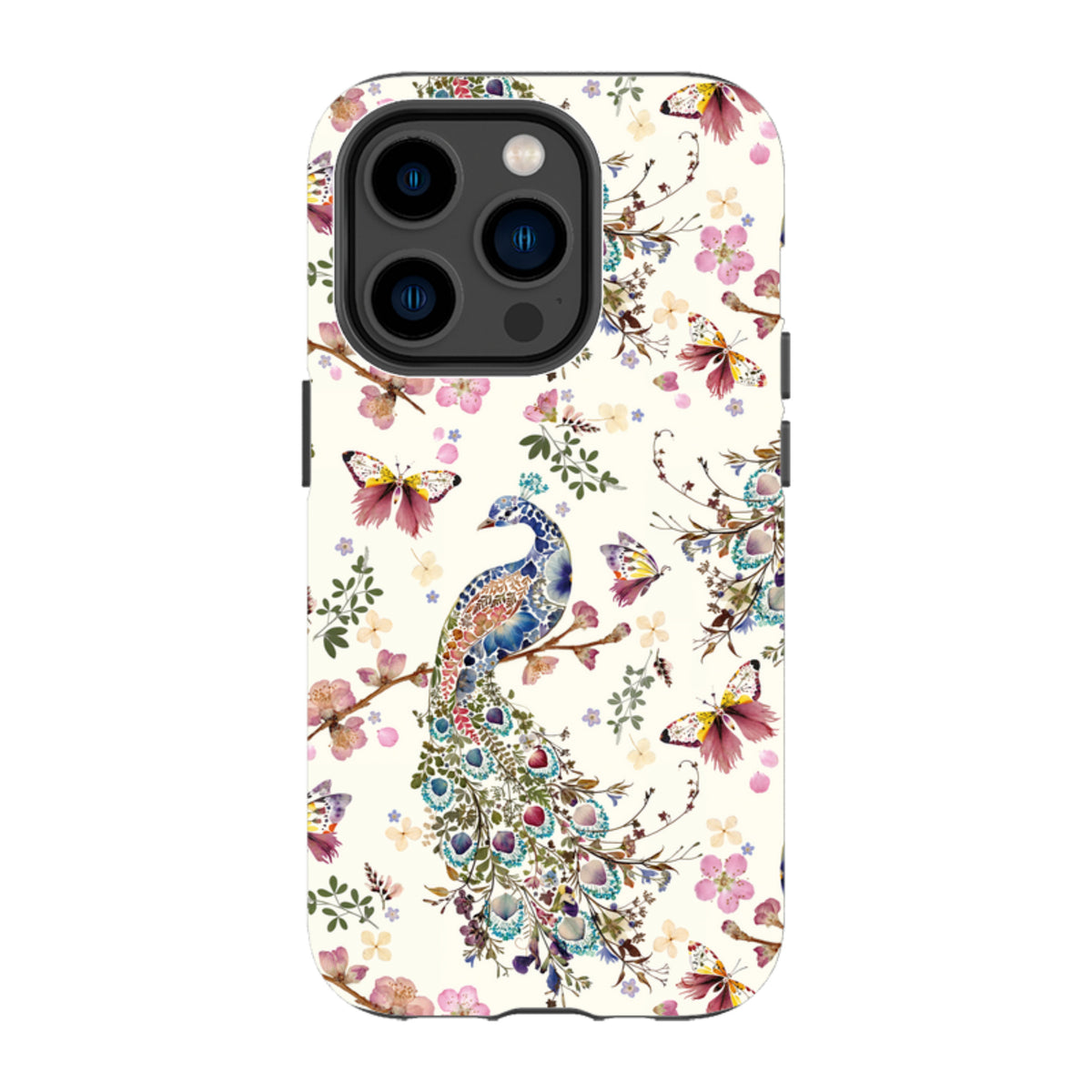 iPhone Tough Case - Peacock and Cherry Blossoms By Helen Ahpornsiri