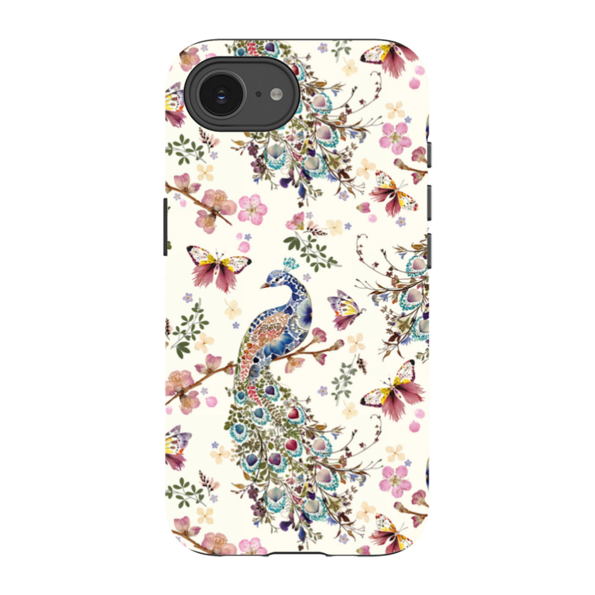 iPhone Tough Case - Peacock and Cherry Blossoms By Helen Ahpornsiri