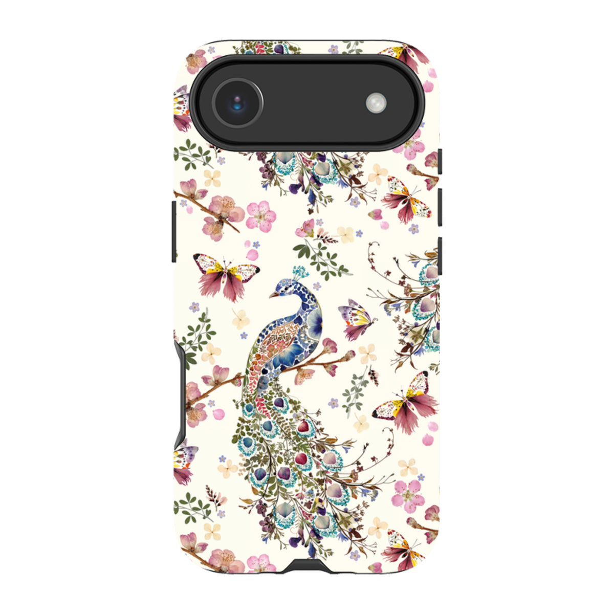 iPhone Tough Case - Peacock and Cherry Blossoms By Helen Ahpornsiri