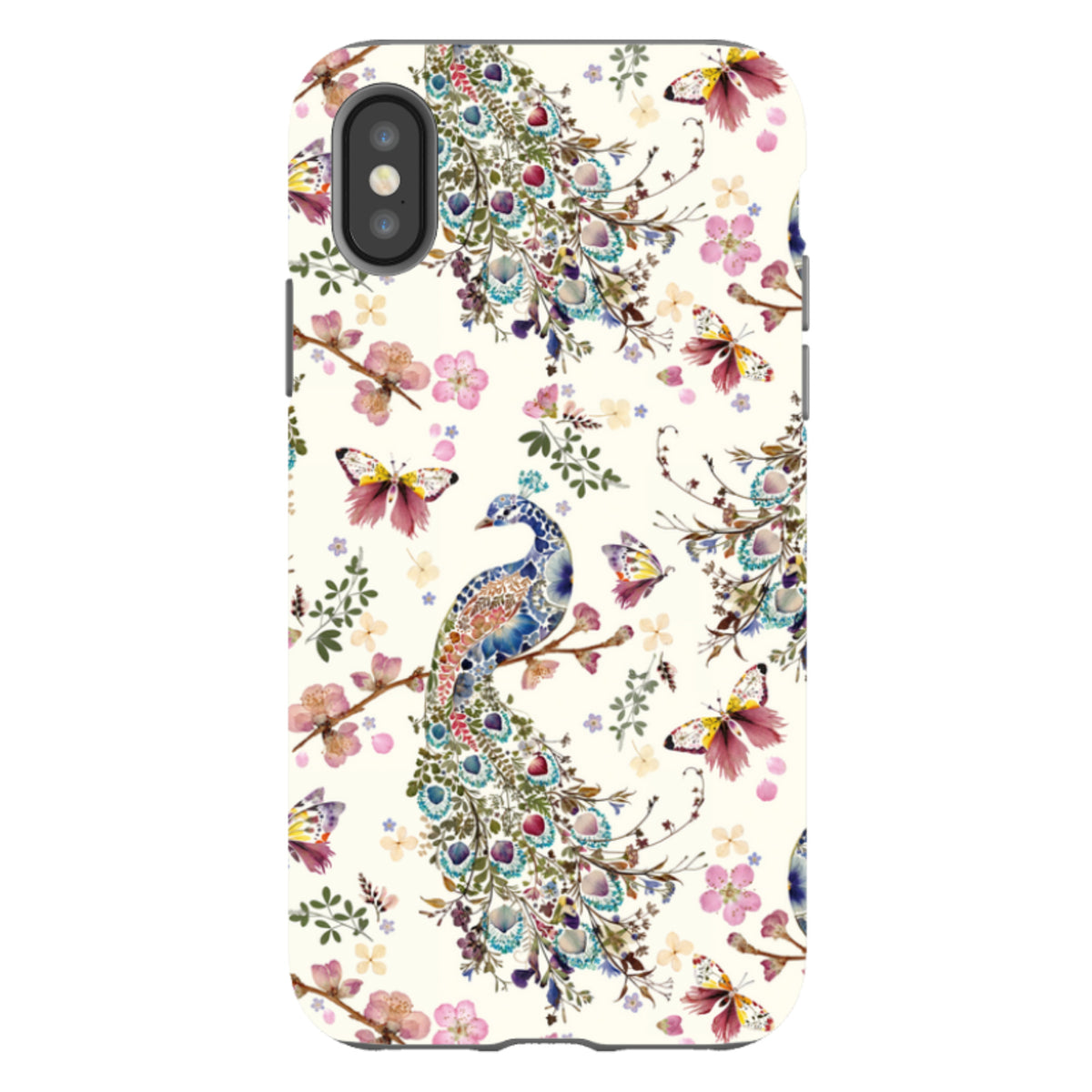iPhone Tough Case - Peacock and Cherry Blossoms By Helen Ahpornsiri