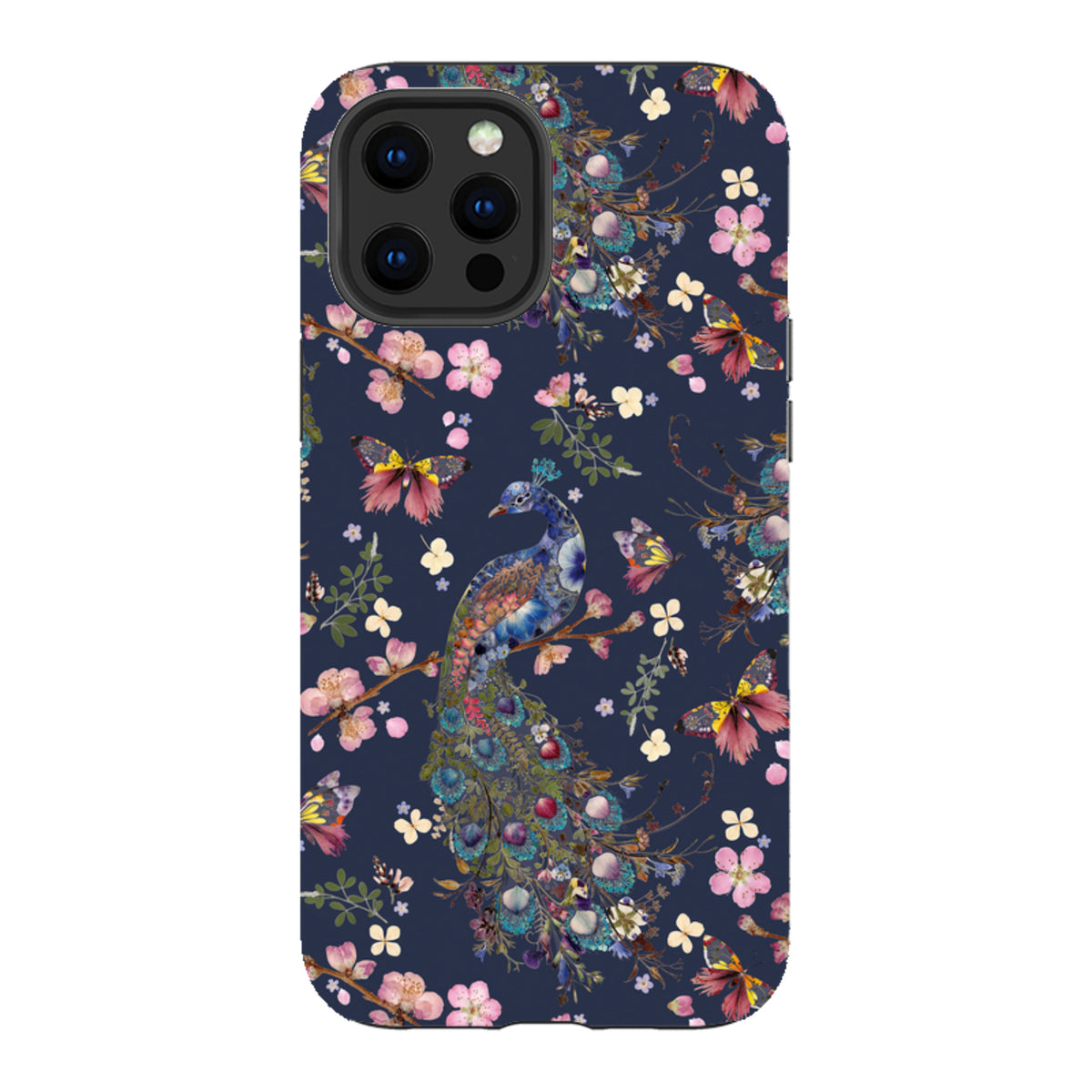 iPhone Tough Case - Peacock and Cherry Blossoms Iris By Helen Ahpornsiri