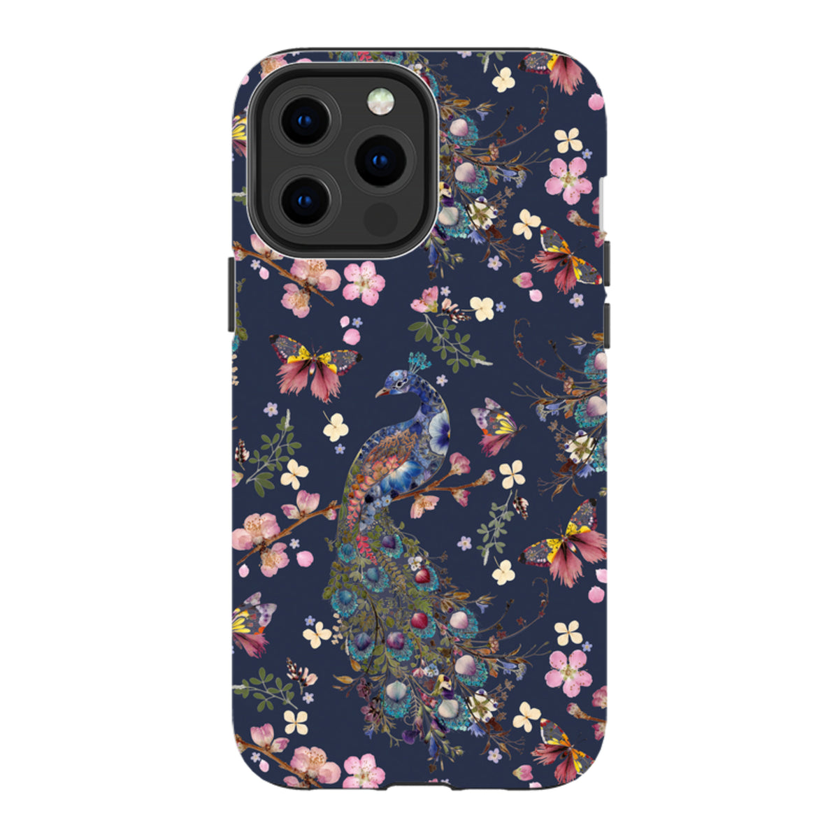 iPhone Tough Case - Peacock and Cherry Blossoms Iris By Helen Ahpornsiri
