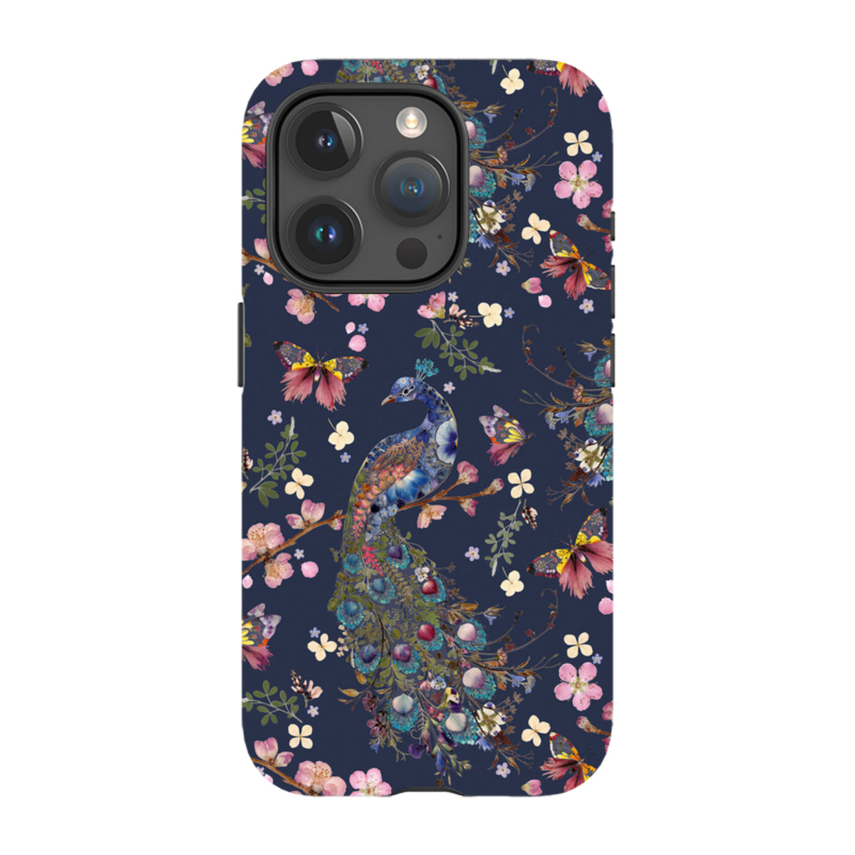 iPhone Tough Case - Peacock and Cherry Blossoms Iris By Helen Ahpornsiri