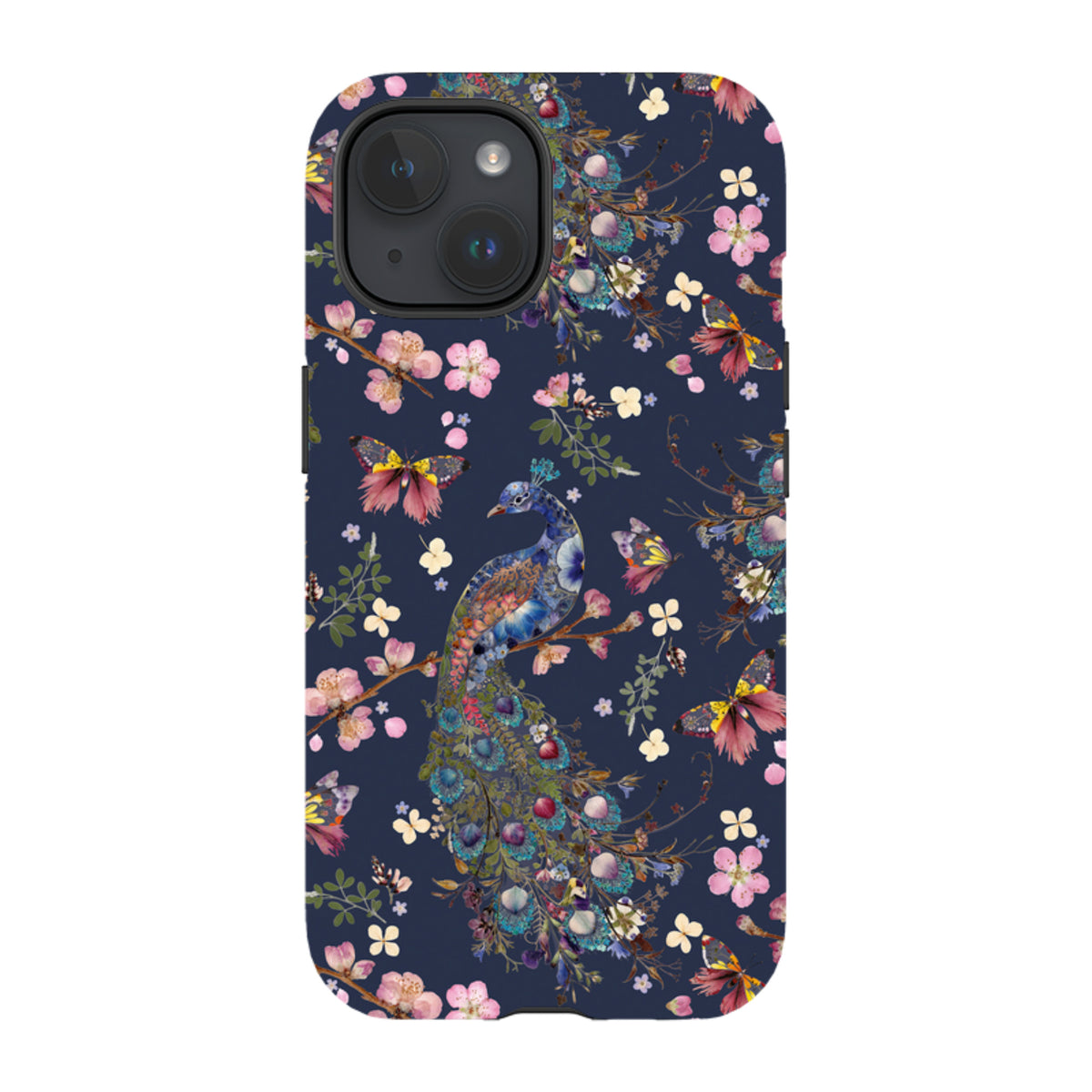 iPhone Tough Case - Peacock and Cherry Blossoms Iris By Helen Ahpornsiri