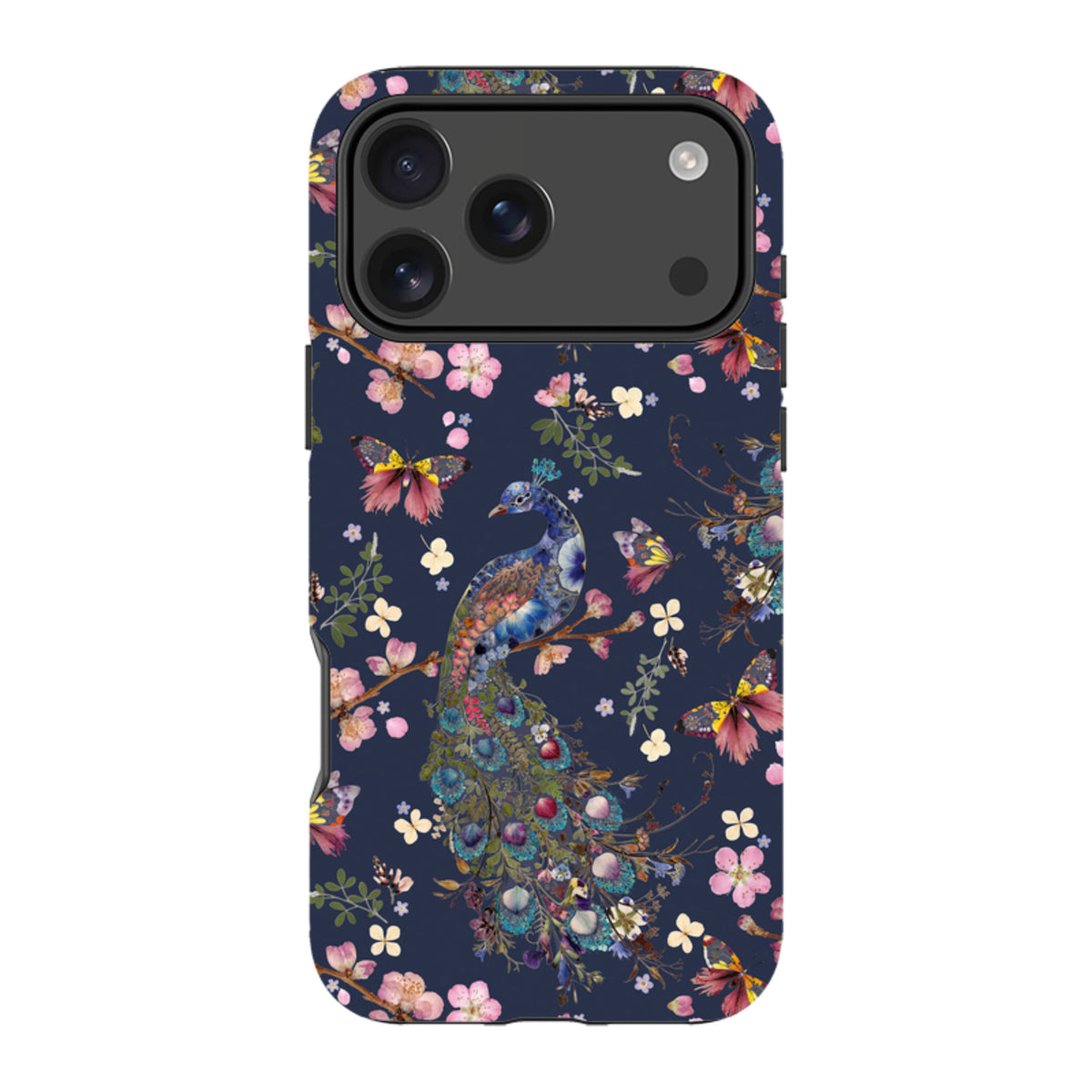 iPhone Tough Case - Peacock and Cherry Blossoms Iris By Helen Ahpornsiri