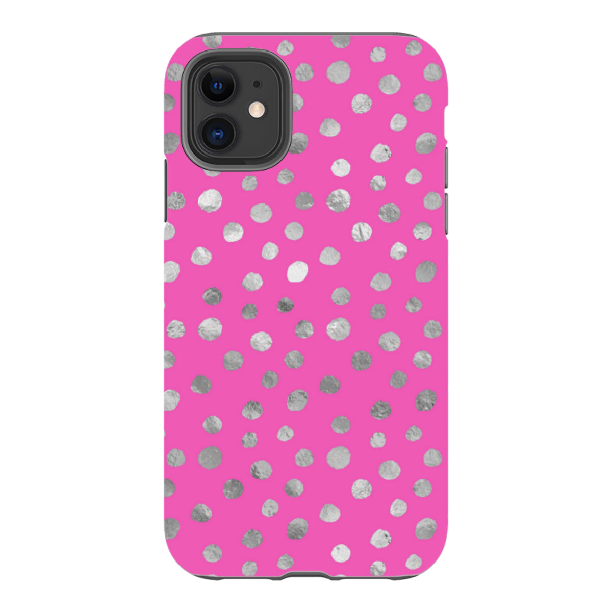 iPhone Tough Case - Pink and Silver Dots