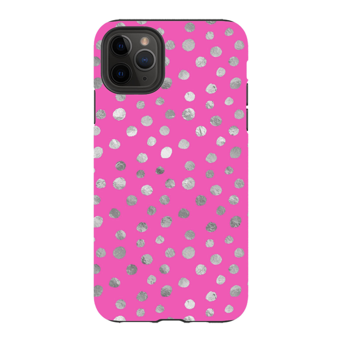 iPhone Tough Case - Pink and Silver Dots