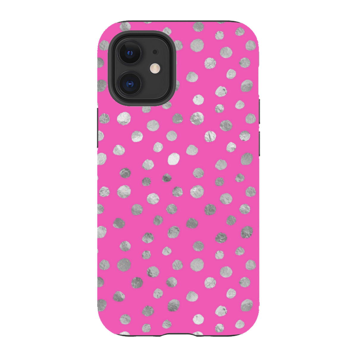 iPhone Tough Case - Pink and Silver Dots