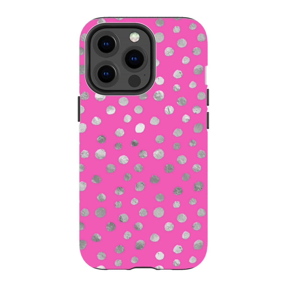 iPhone Tough Case - Pink and Silver Dots