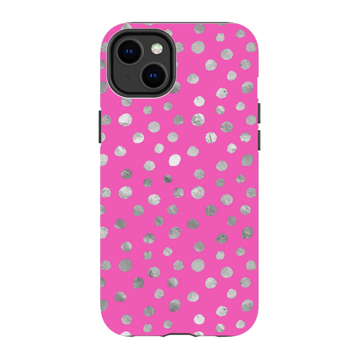 iPhone Tough Case - Pink and Silver Dots