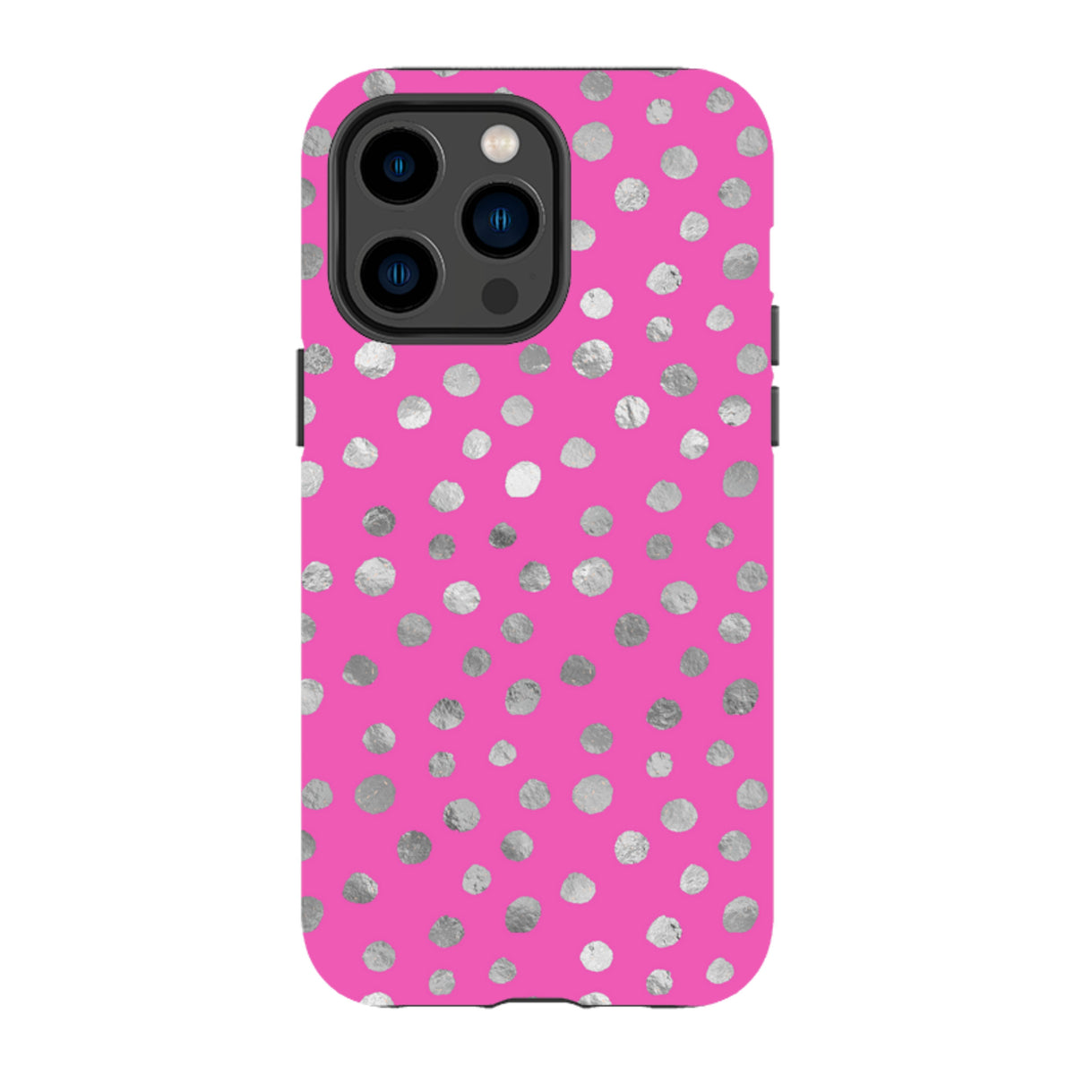 iPhone Tough Case - Pink and Silver Dots