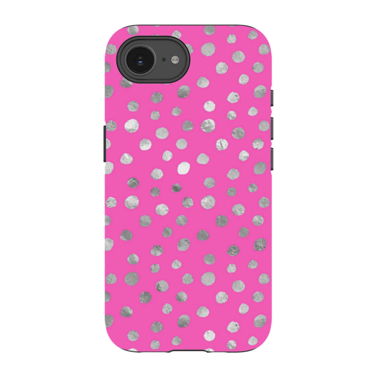 iPhone Tough Case - Pink and Silver Dots