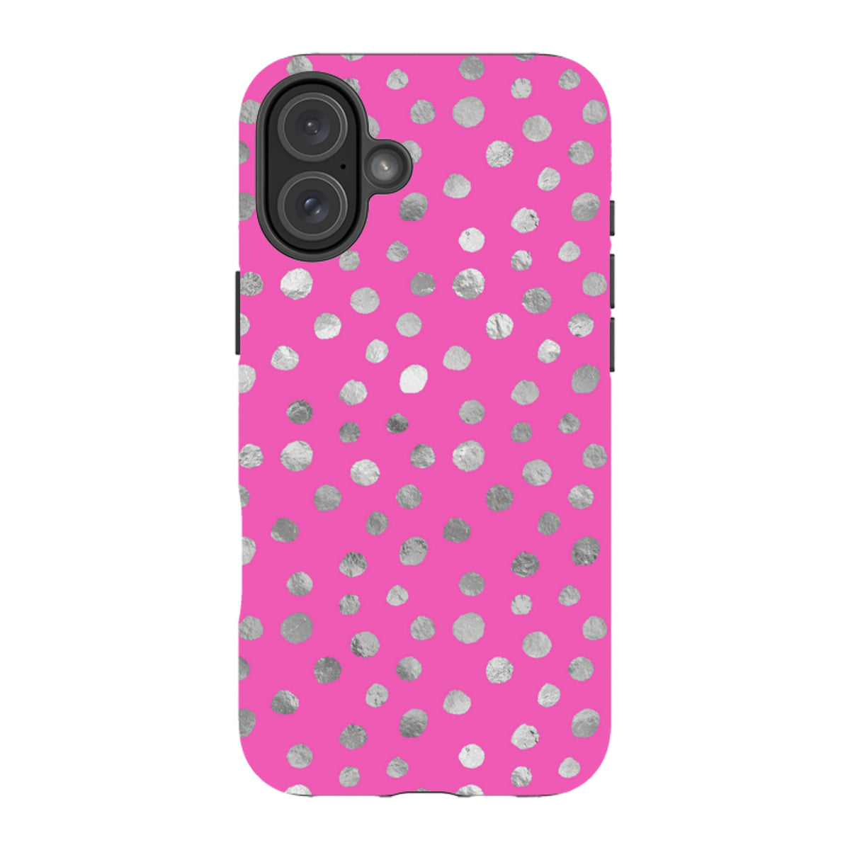 iPhone Tough Case - Pink and Silver Dots