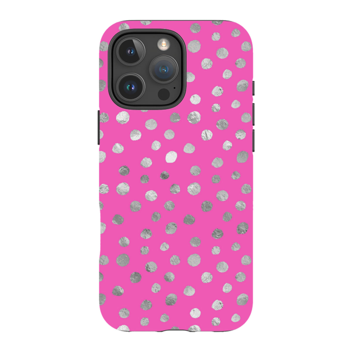 iPhone Tough Case - Pink and Silver Dots