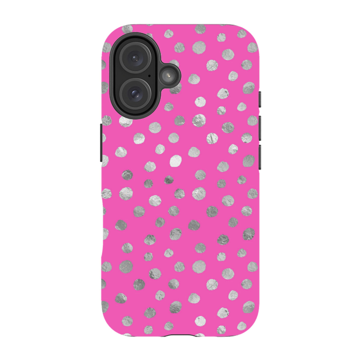 iPhone Tough Case - Pink and Silver Dots