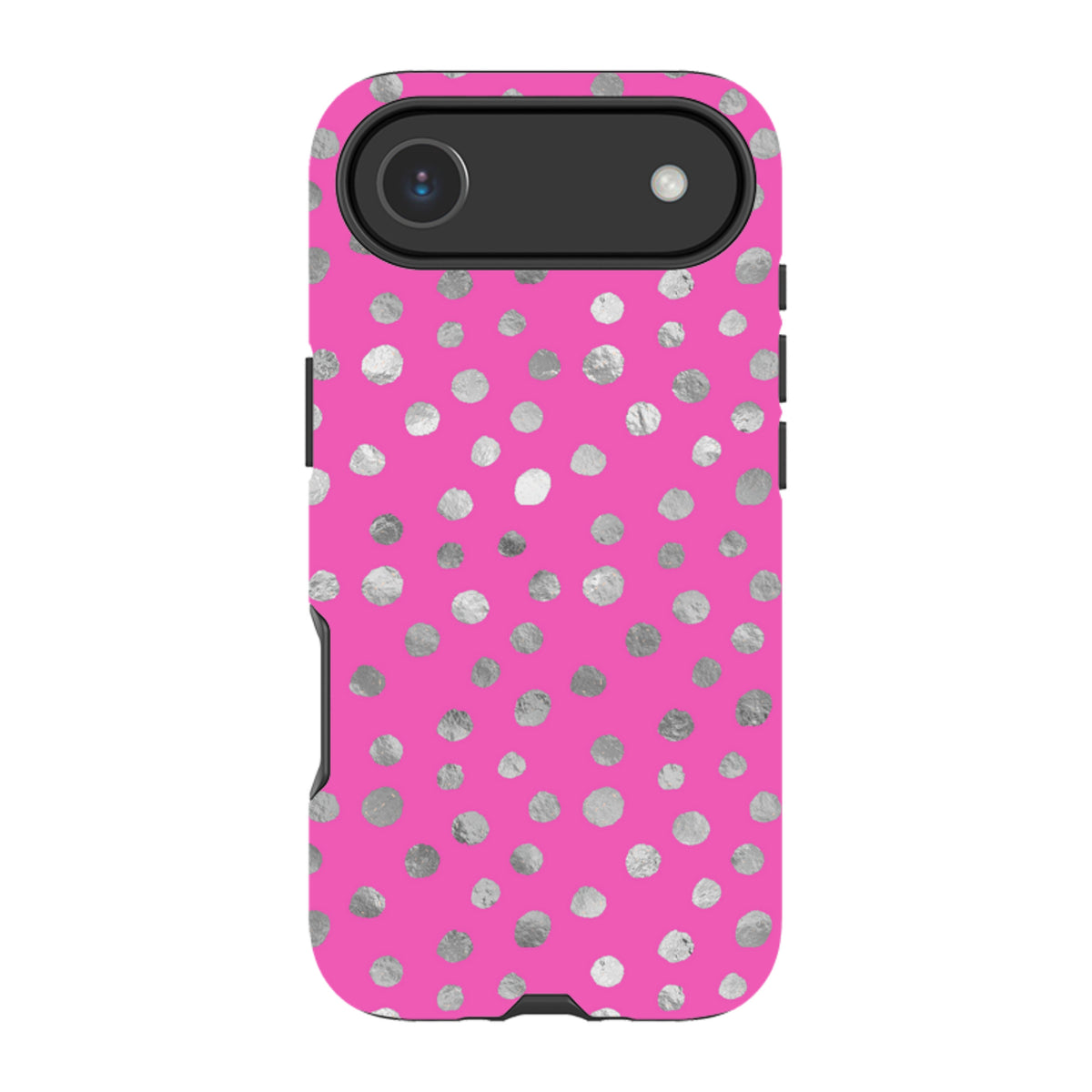 iPhone Tough Case - Pink and Silver Dots
